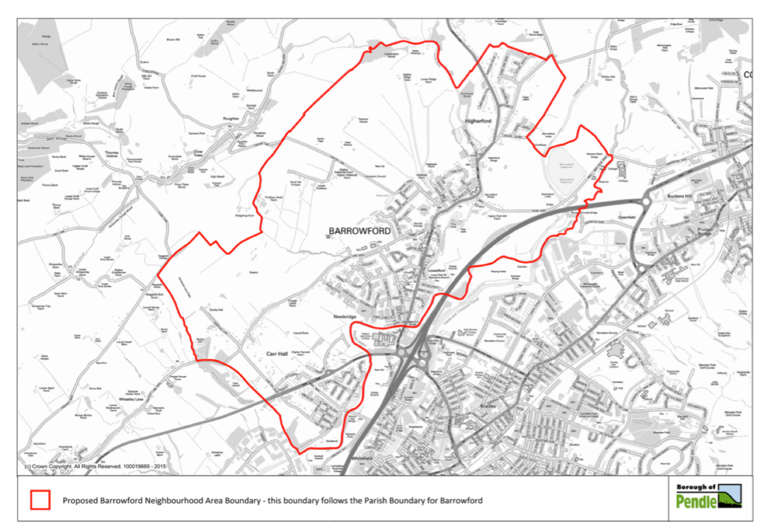 Map of Barrowford boundary
